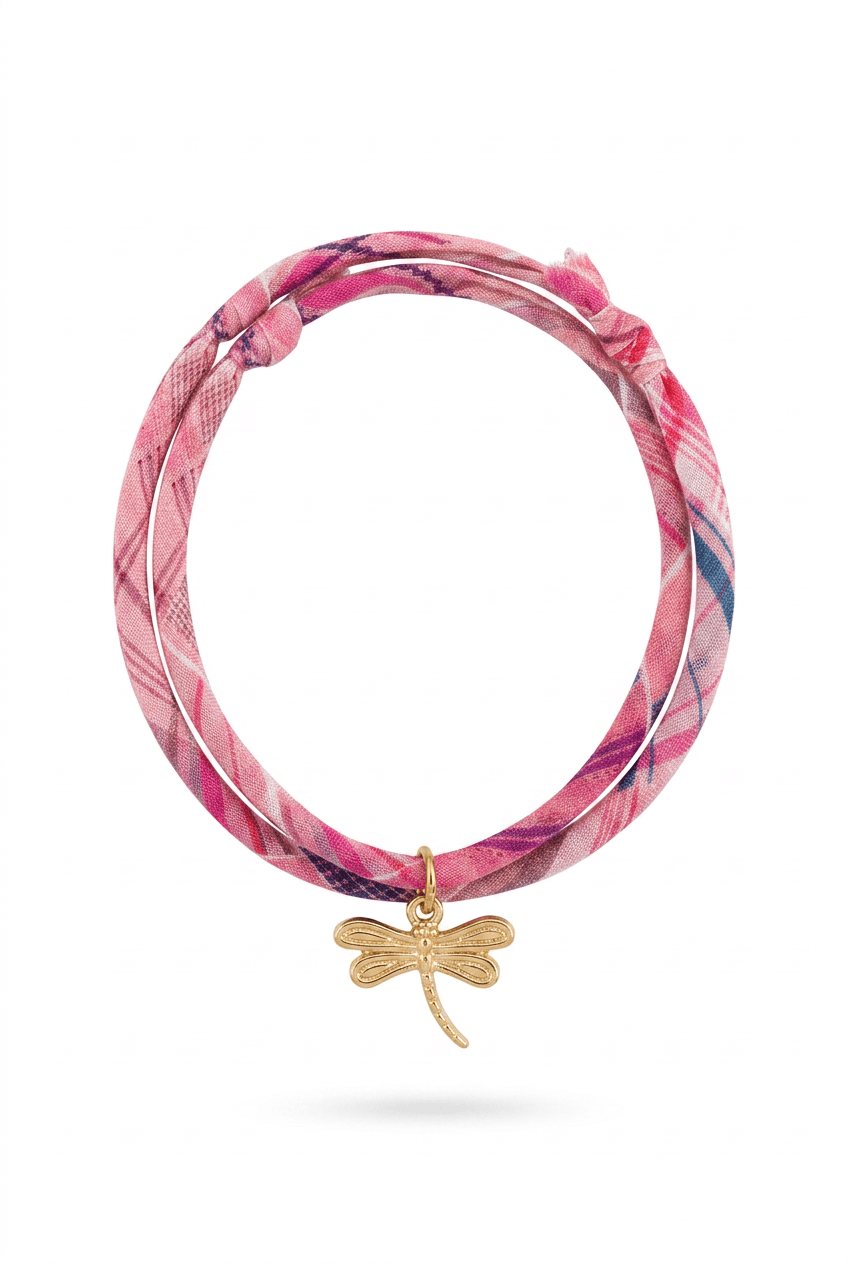 Bracelet Evesome x Le Petit Lien de Paris en Liberty de coton et acier inoxydable doré