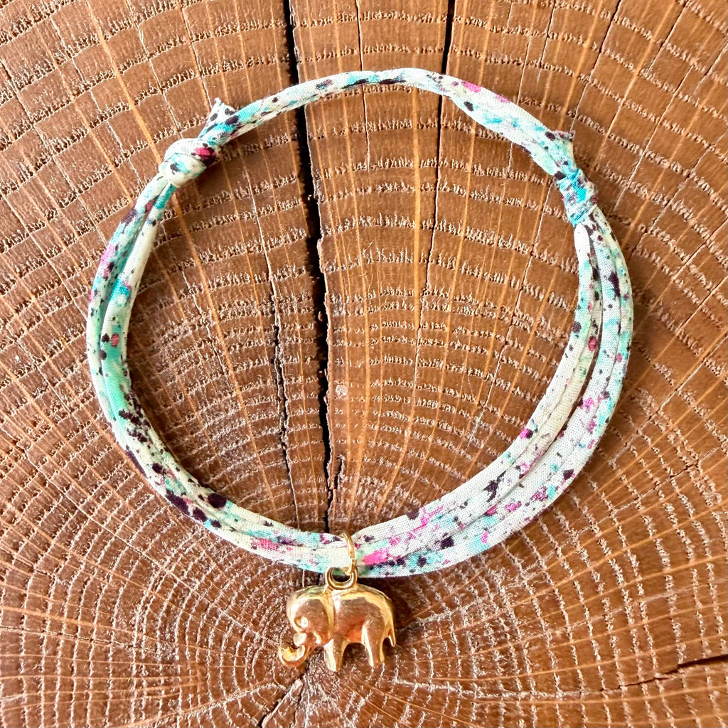 Bracelet Evesome x Le Petit Lien de Paris en Liberty de coton et acier inoxydable doré