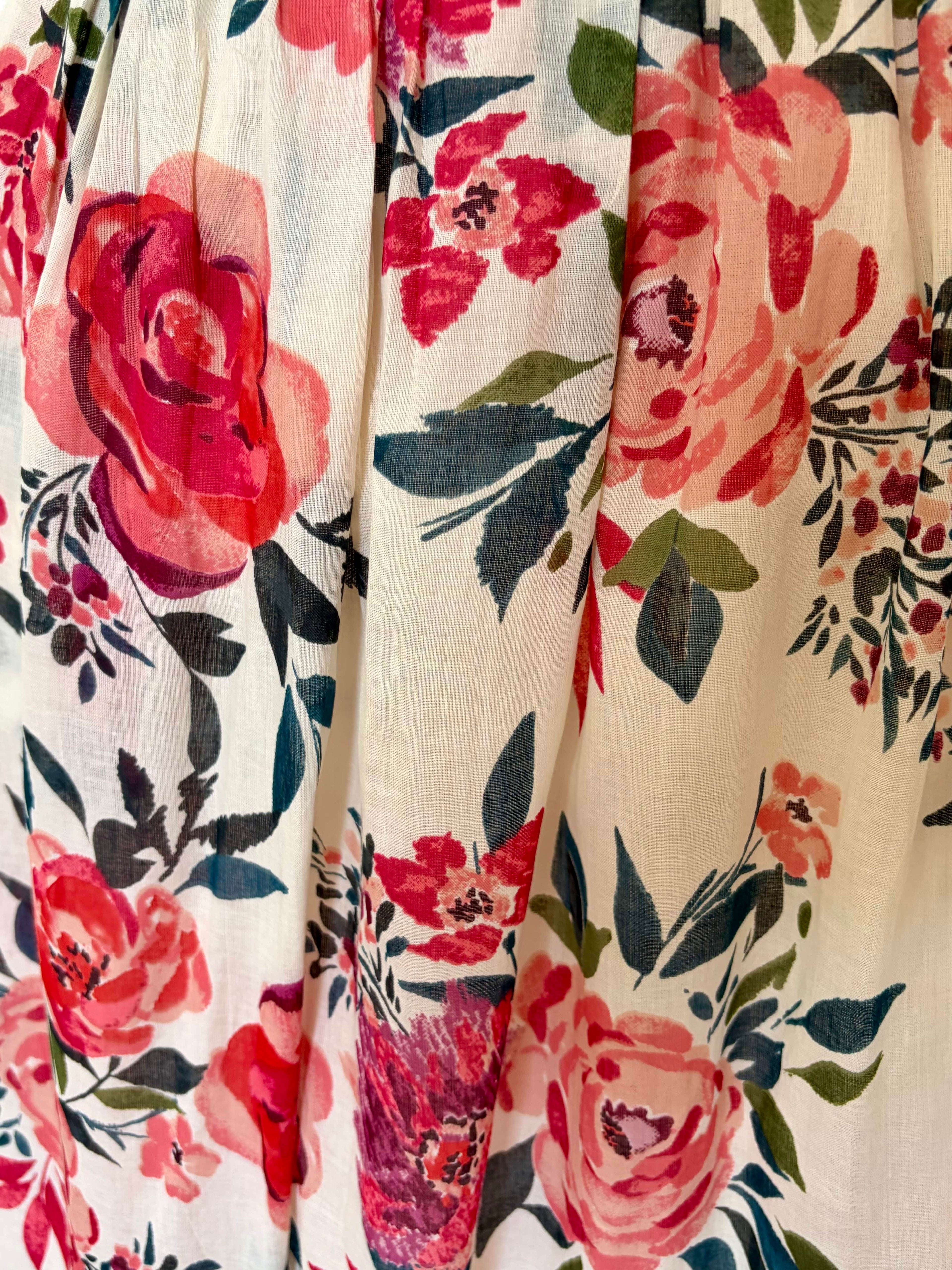 Jupe en coton fleurie rose