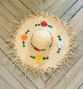 Grand chapeau de paille Flower power