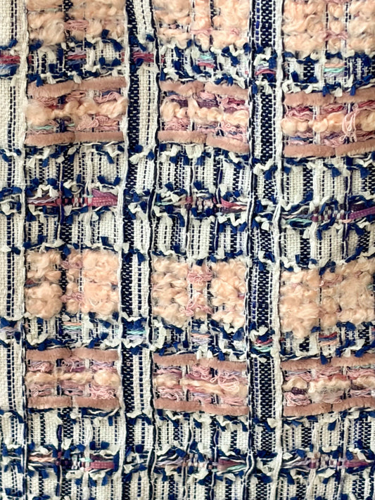 Mini jupe en tweed rose et bleu  fabriqué en France