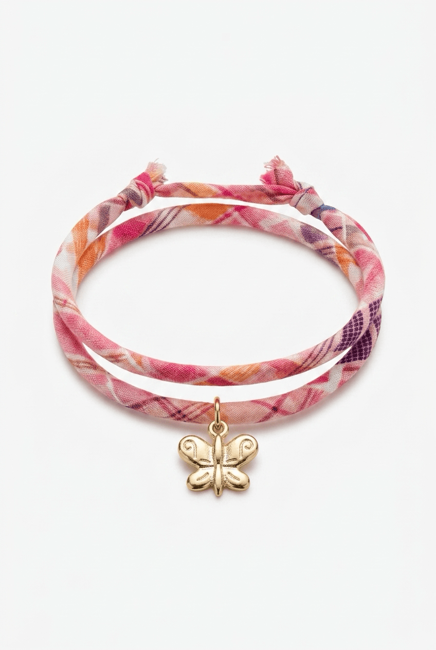 Bracelet Evesome x Le Petit Lien de Paris en Liberty de coton et acier inoxydable doré
