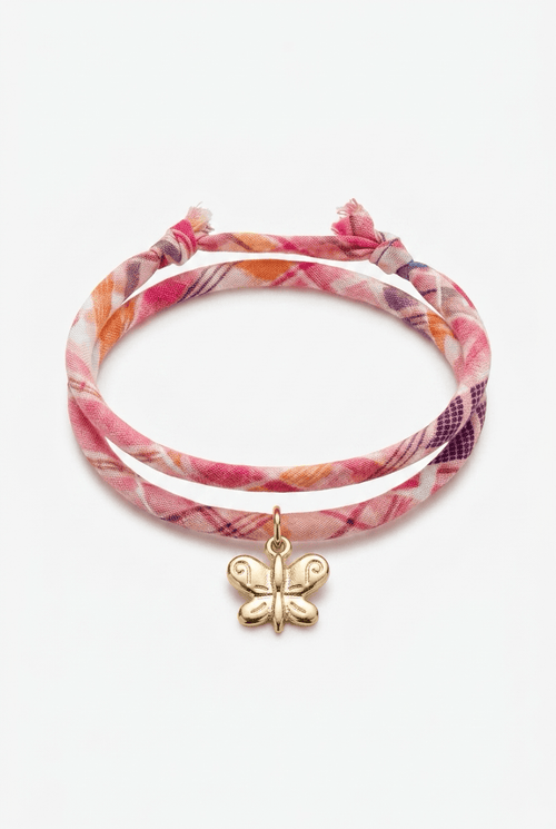 Bracelet Evesome x Le Petit Lien de Paris en Liberty de coton et acier inoxydable doré