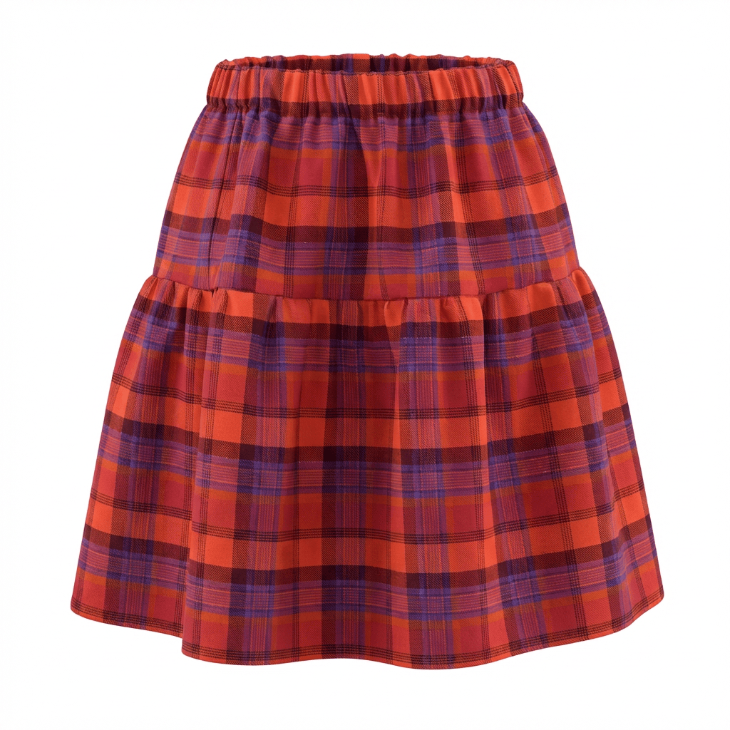 Jupe à volant en tartan ultra doux fabriquée en France