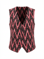 Gilet en tweed noir et rose fabriqué en France