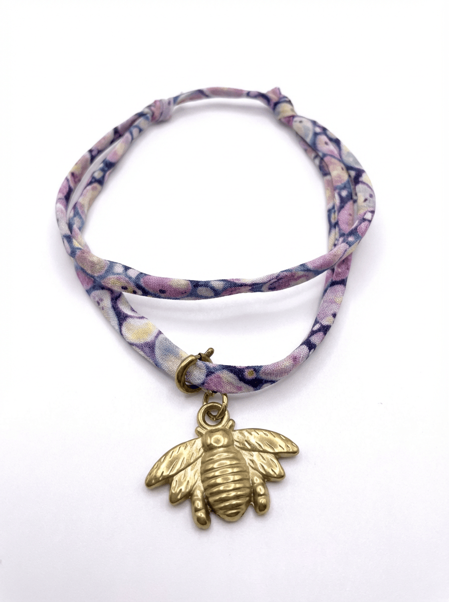 Bracelet Evesome x Le Petit Lien de Paris en Liberty de coton et acier inoxydable doré