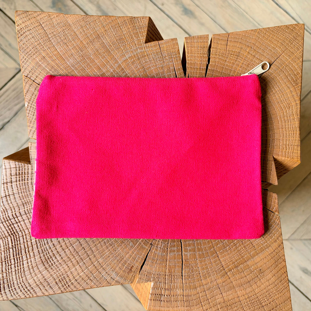 Grande pochette boîte de sardines rayures rose 22x15 cm