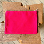 Grande pochette boîte de sardines rayures rose 22x15 cm