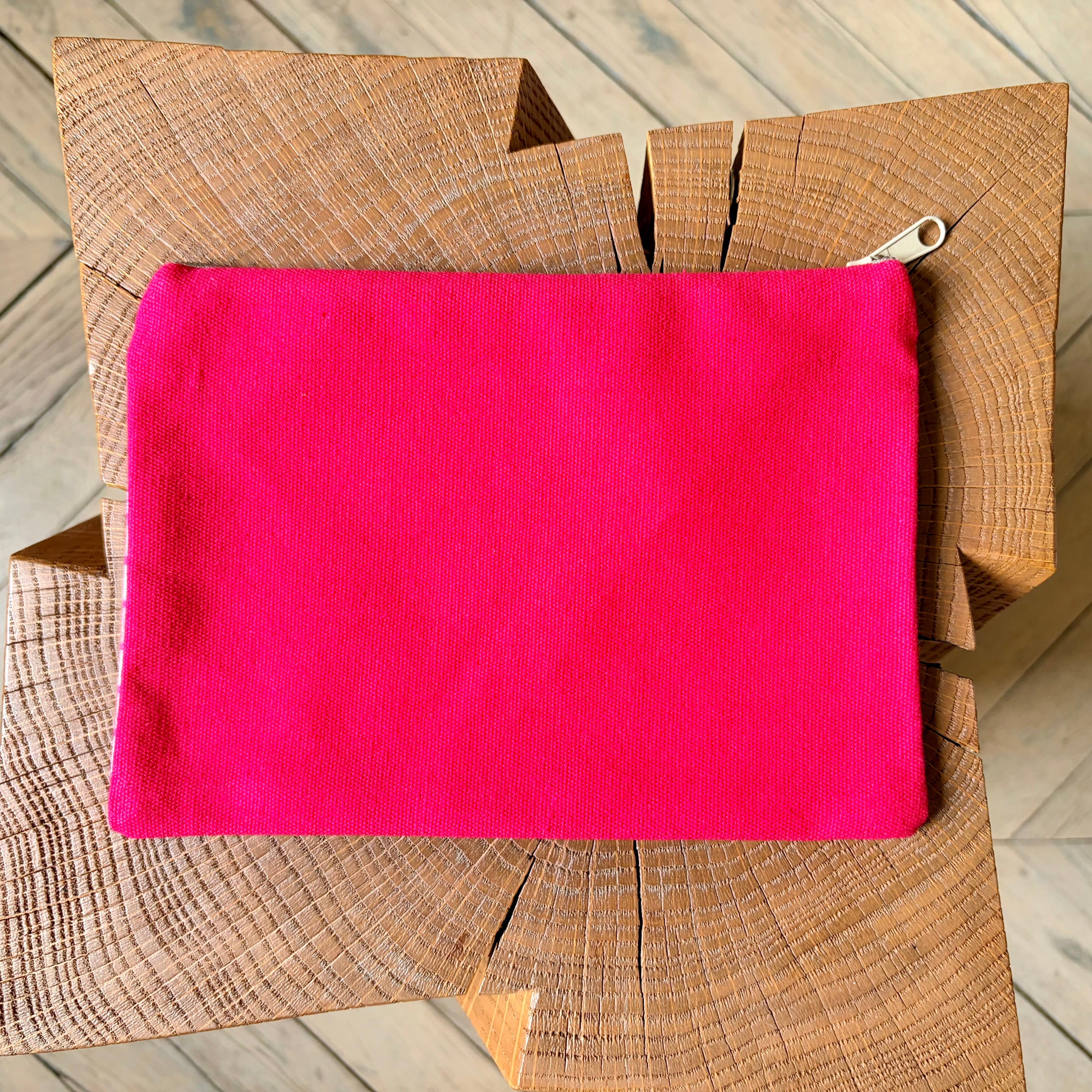 Grande pochette boîte de sardines rayures rose 22x15 cm