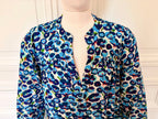 Robe longue à manches longues et volants bleue