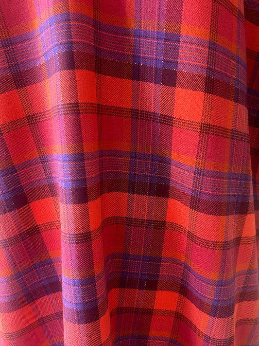 Robe en V longue en tartan ultra doux fabriquée en France