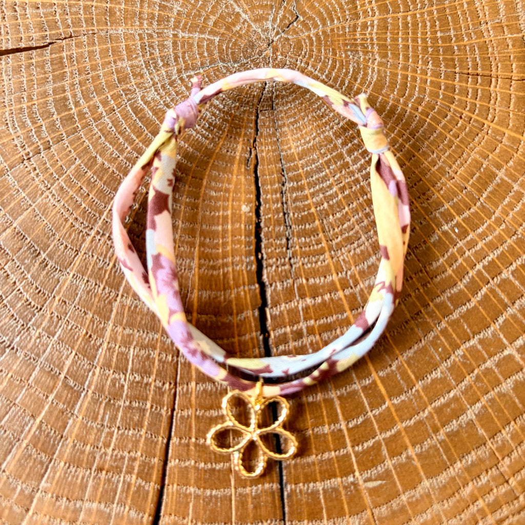 Bracelet Evesome x Le Petit Lien de Paris en Liberty de coton et acier inoxydable doré