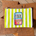 Grande pochette boîtes de sardines rouge 22x15 cm