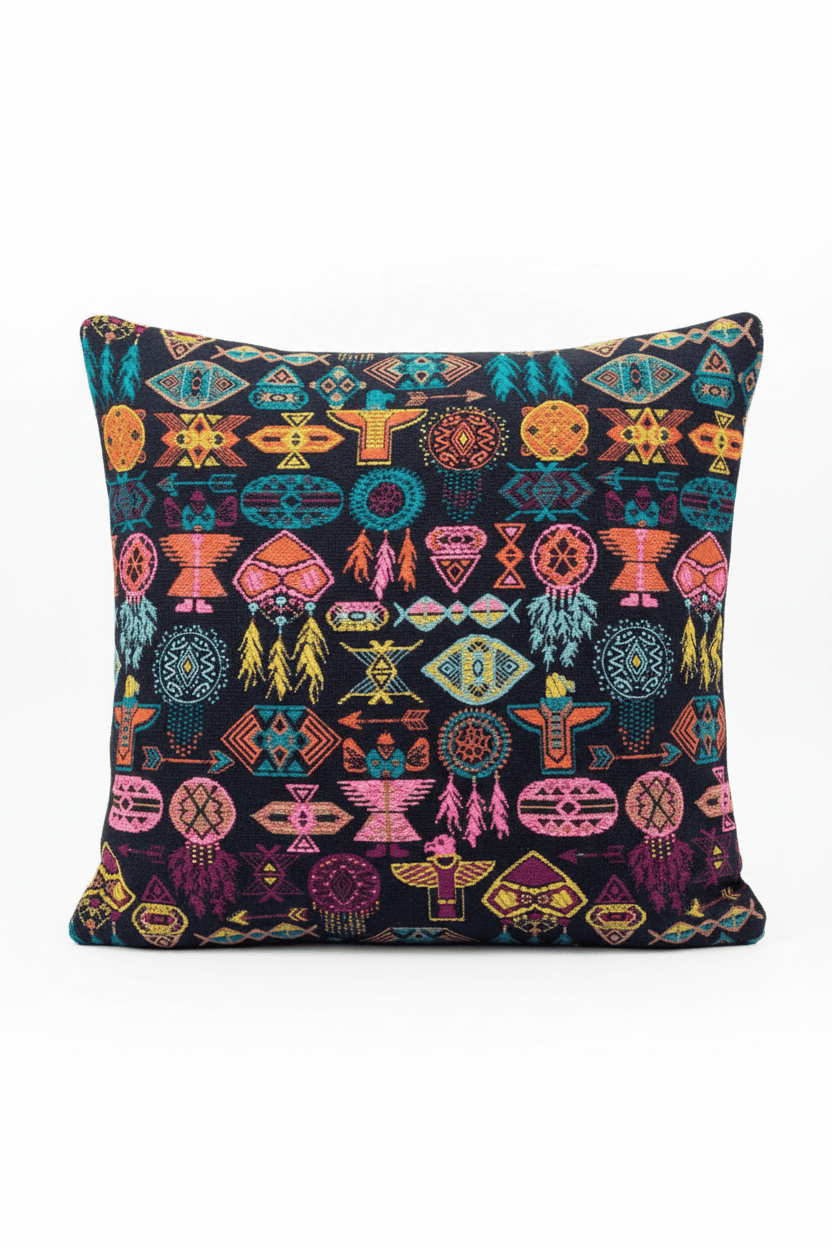 Coussin en tweed totem 50x50 cm tissé et fabriqué en France
