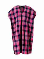 Robe en V courte en coton imprimé tartan fabriquée en France