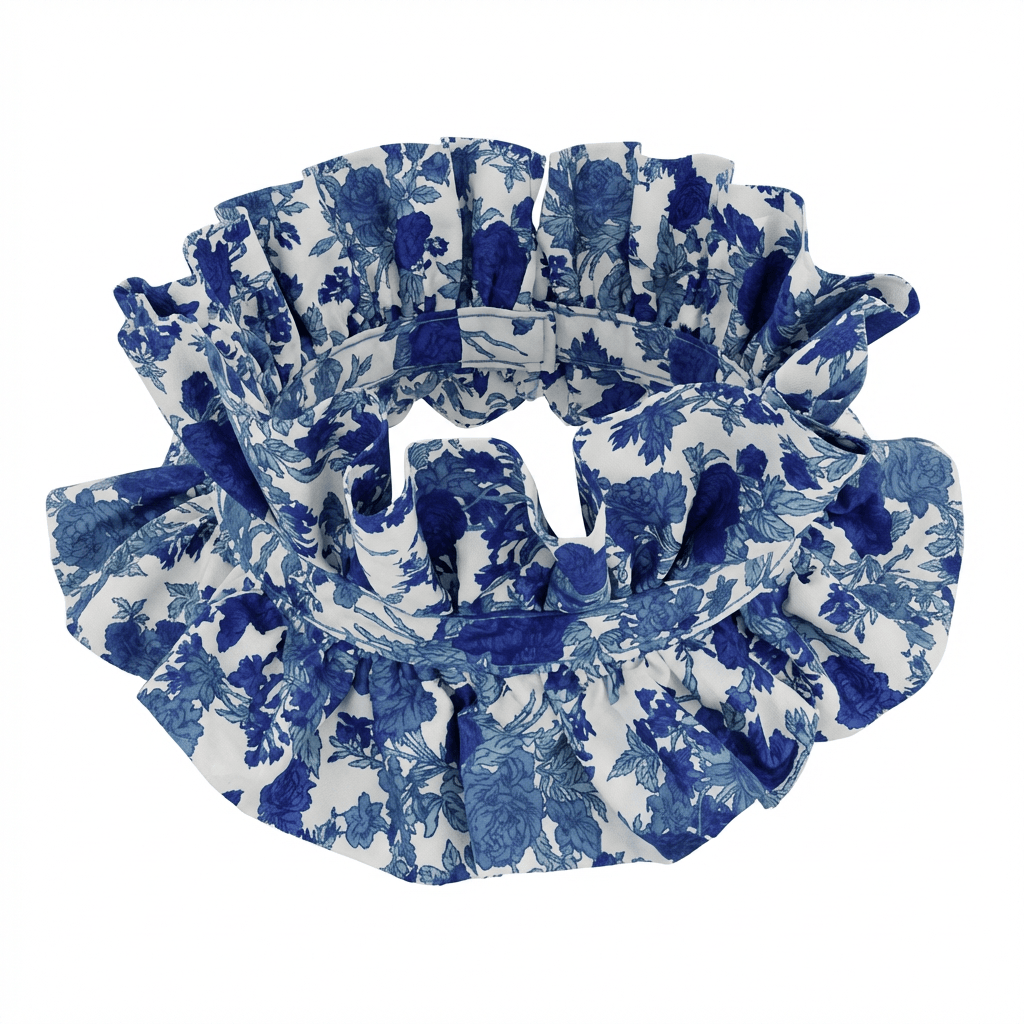 Petit col en Liberty fleuri bleu