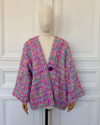 Veste kimono boutonnée tissée et fabriquée en France