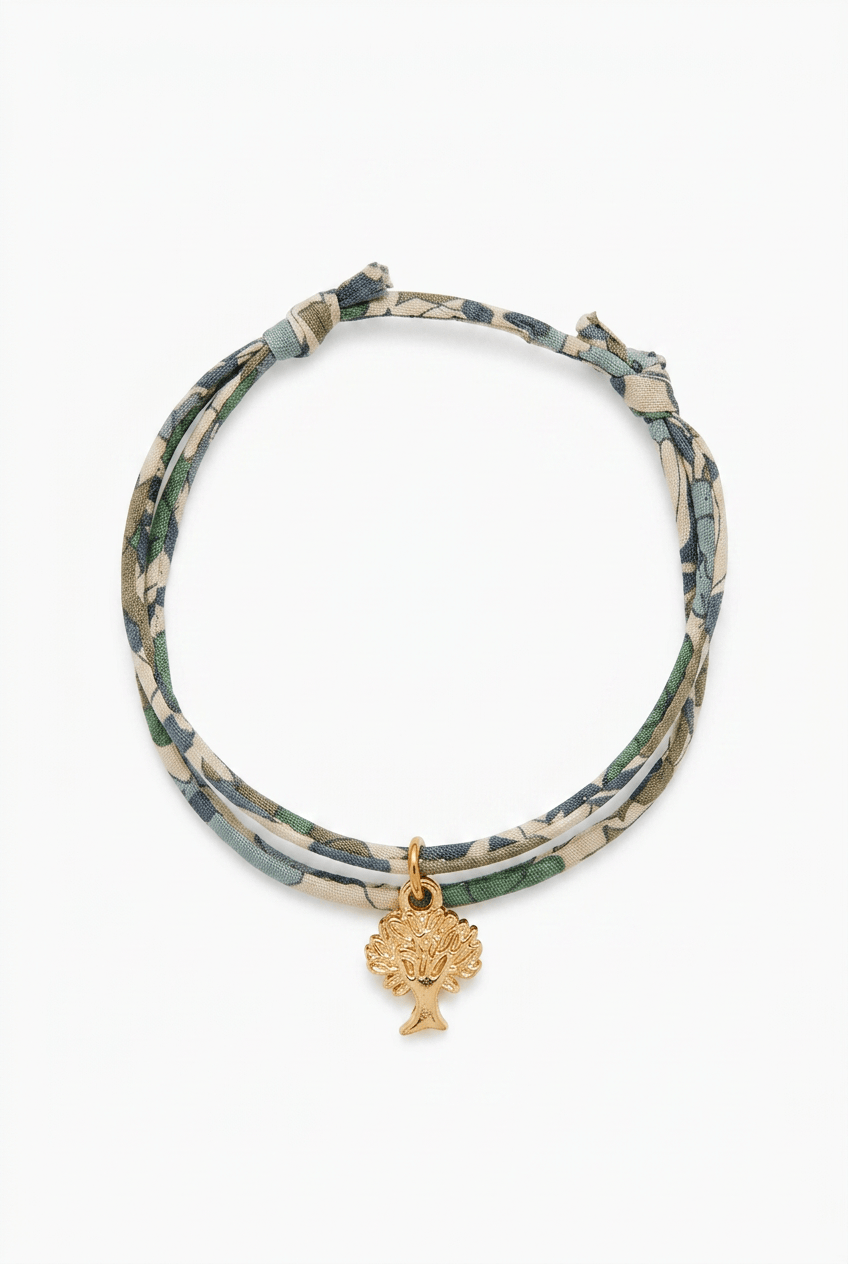 Bracelet Evesome x Le Petit Lien de Paris en Liberty de coton et acier inoxydable doré