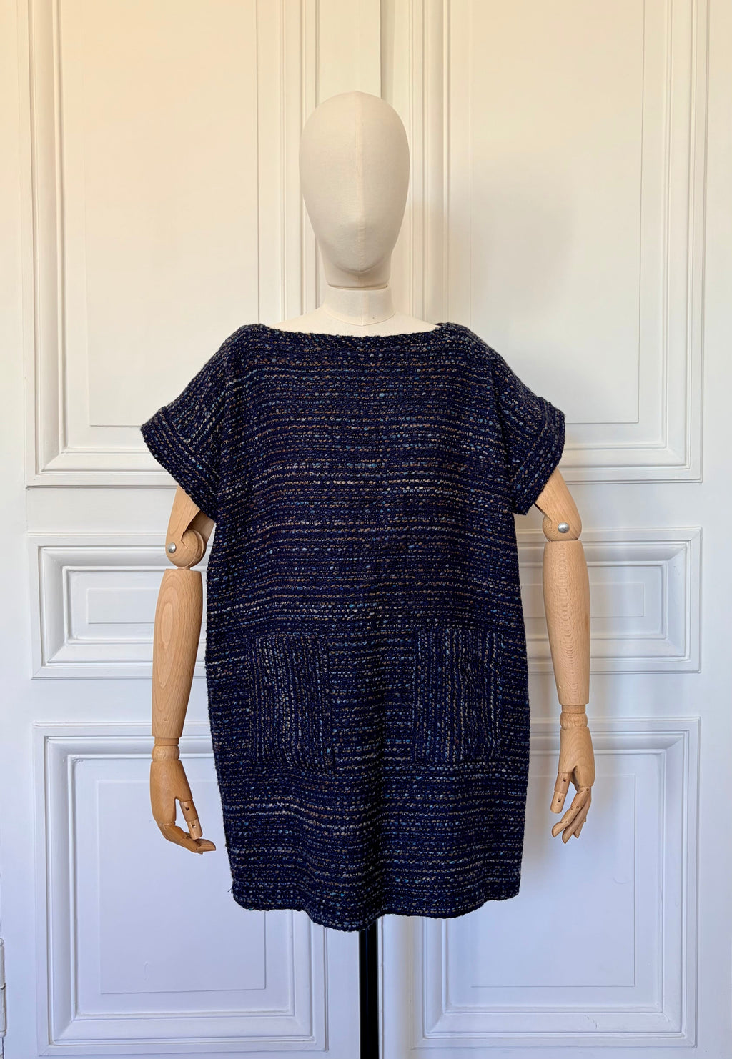 Robe marinière en tweed tissé et fabriquée en France