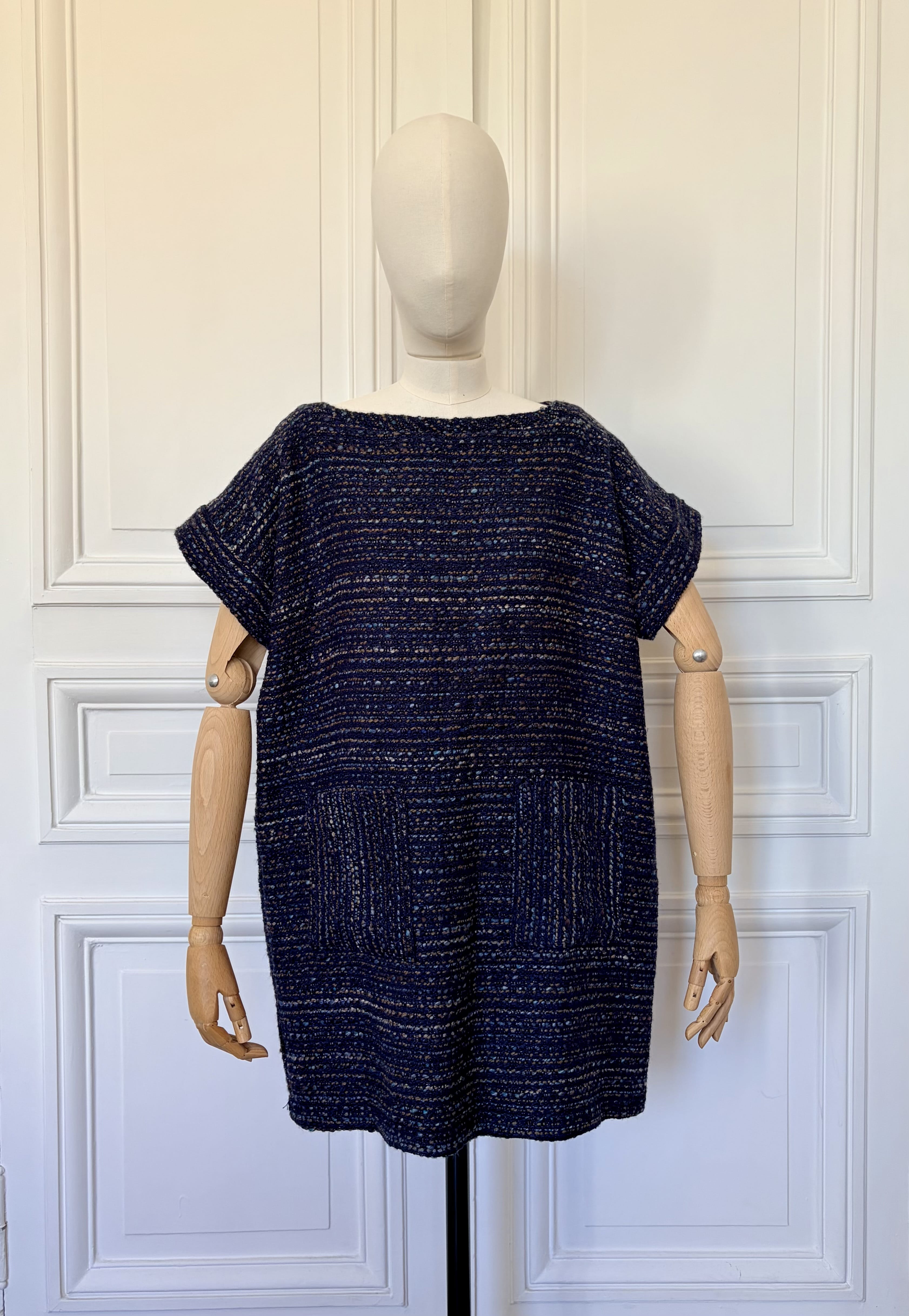 Robe marinière en tweed tissé et fabriquée en France