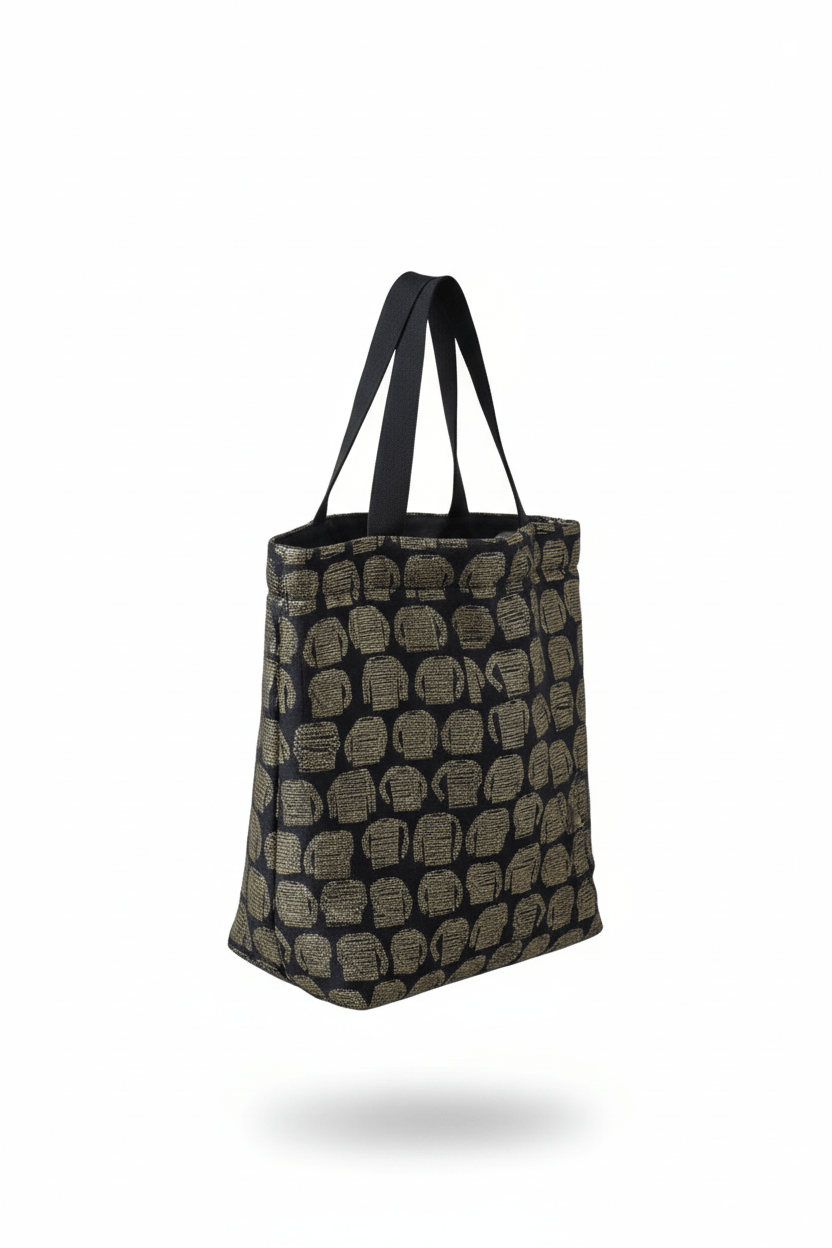 Sac Vivien en tweed marinières noir et or tissé et fabriqué en France