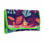 Pochette Alexandre en tweed jungle bleu ciel, bleu marine, fuschia, corail et vert fluo tissé et fabriquée en France