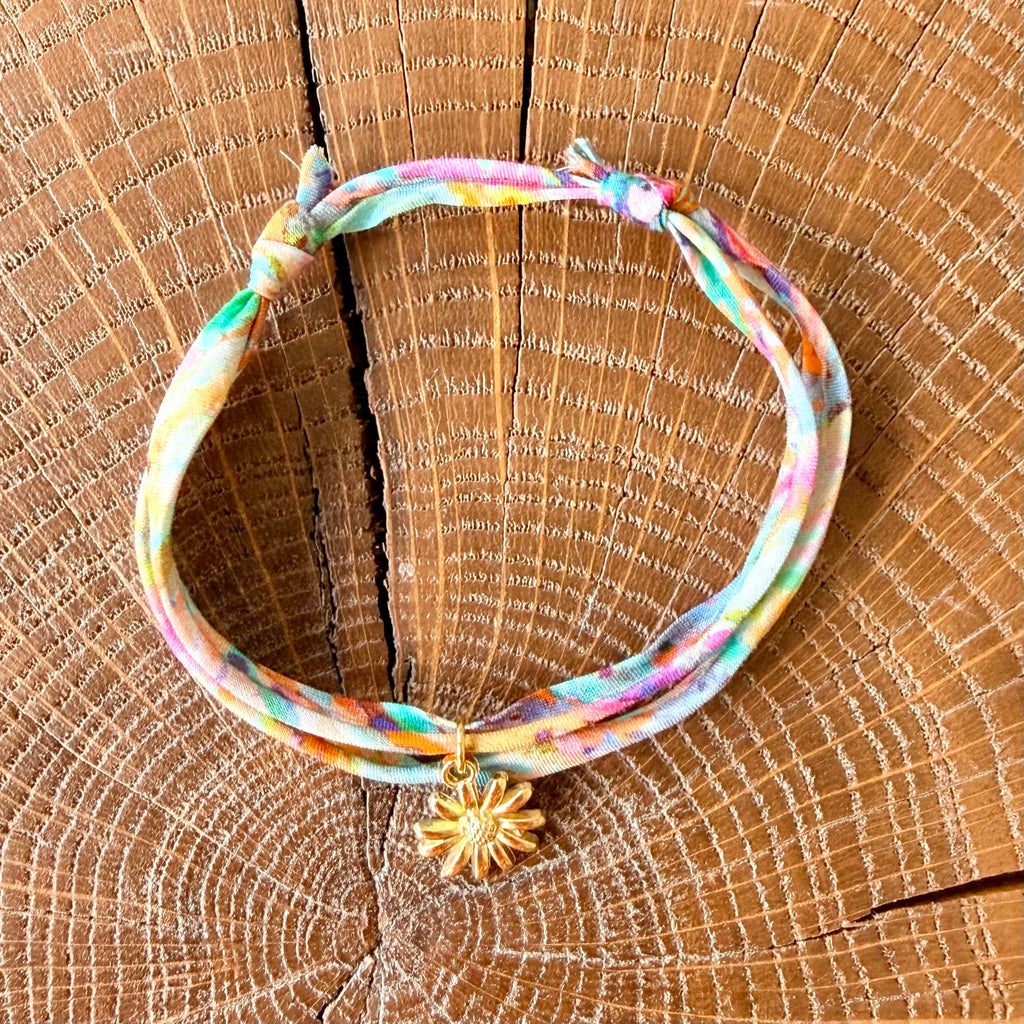 Bracelet Evesome x Le Petit Lien de Paris en Liberty de coton et acier inoxydable doré