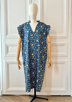 Robe longue sans manches à petits volants  fabriquée en France