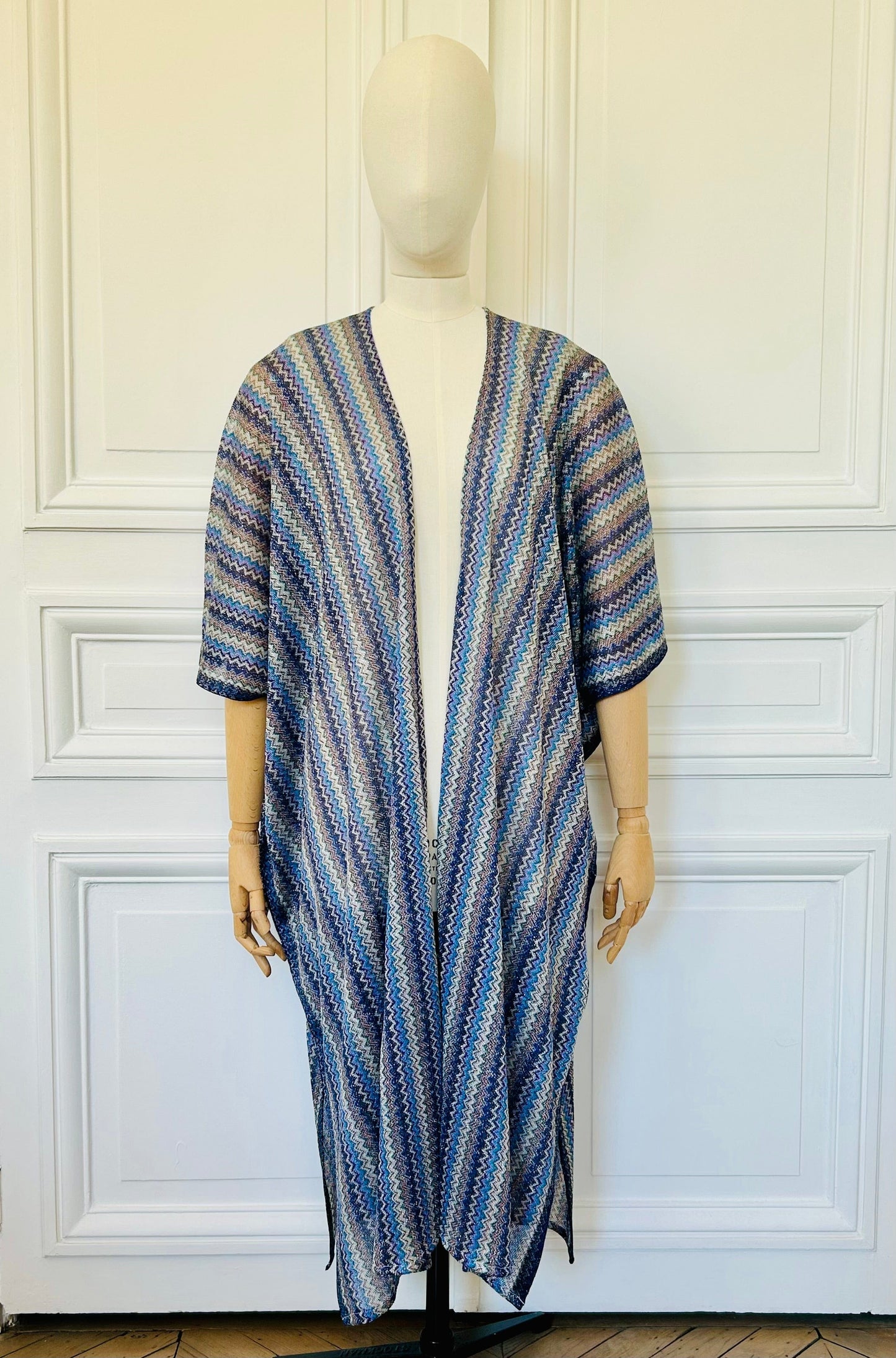 Manteau zig zag d’été bleu et gris