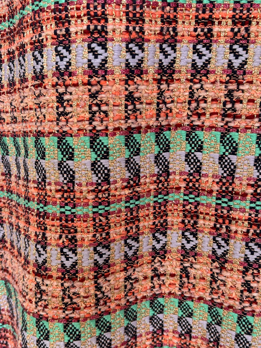 Robe en tweed multicolore sans manches fabriquée en France