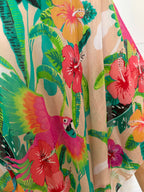 Manteau de plage imprimé perroquets en coton