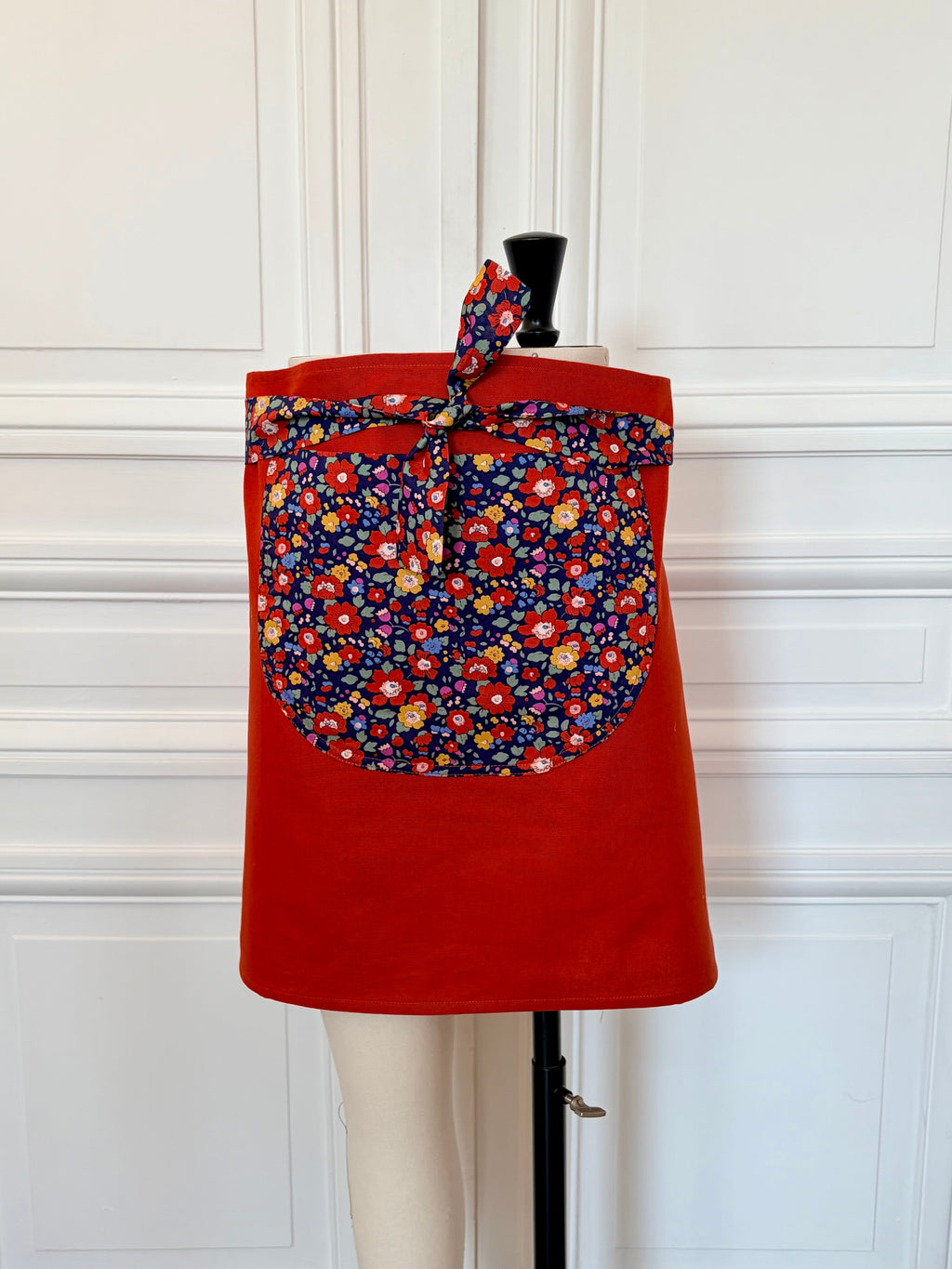 Tablier court en coton et Liberty fabriqué en France