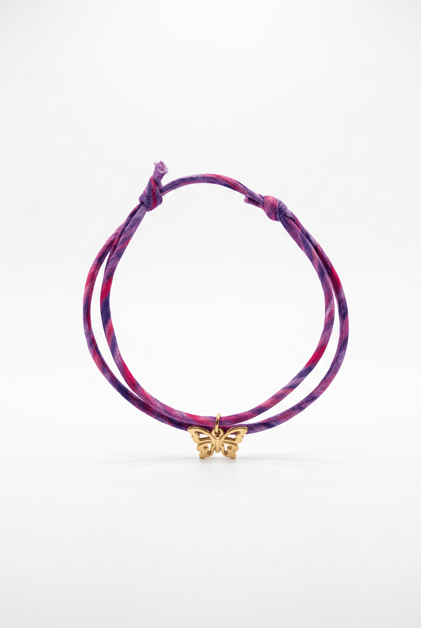 Bracelet Evesome x Le Petit Lien de Paris en Liberty de coton et acier inoxydable doré