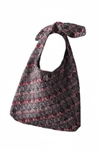 Sac Angèle en tweed bleu marine, lilas et rose tissé et fabriqué en France