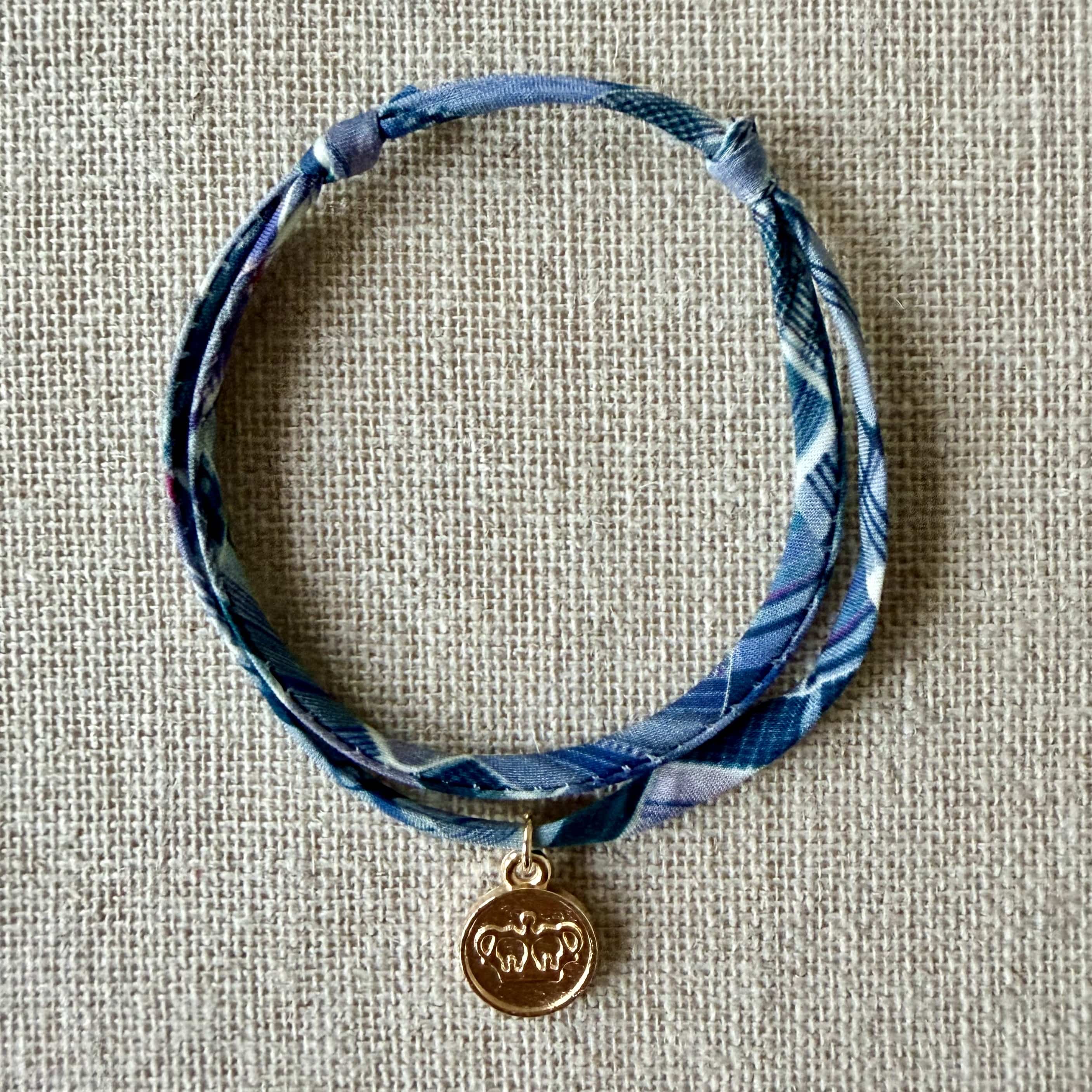 Bracelet Evesome x Le Petit Lien de Paris en Liberty de coton et acier inoxydable doré