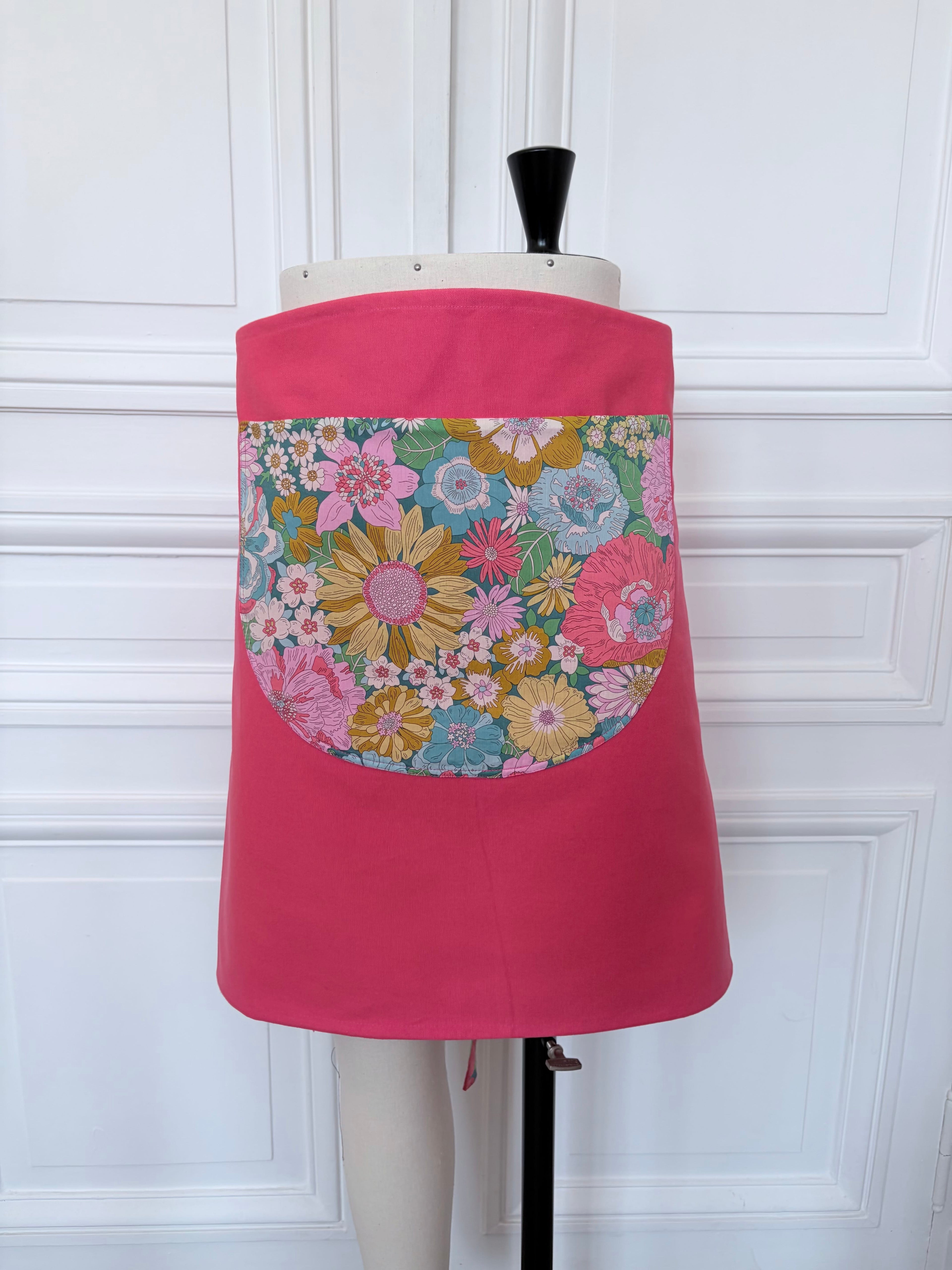 Tablier court en coton et Liberty fabriqué en France