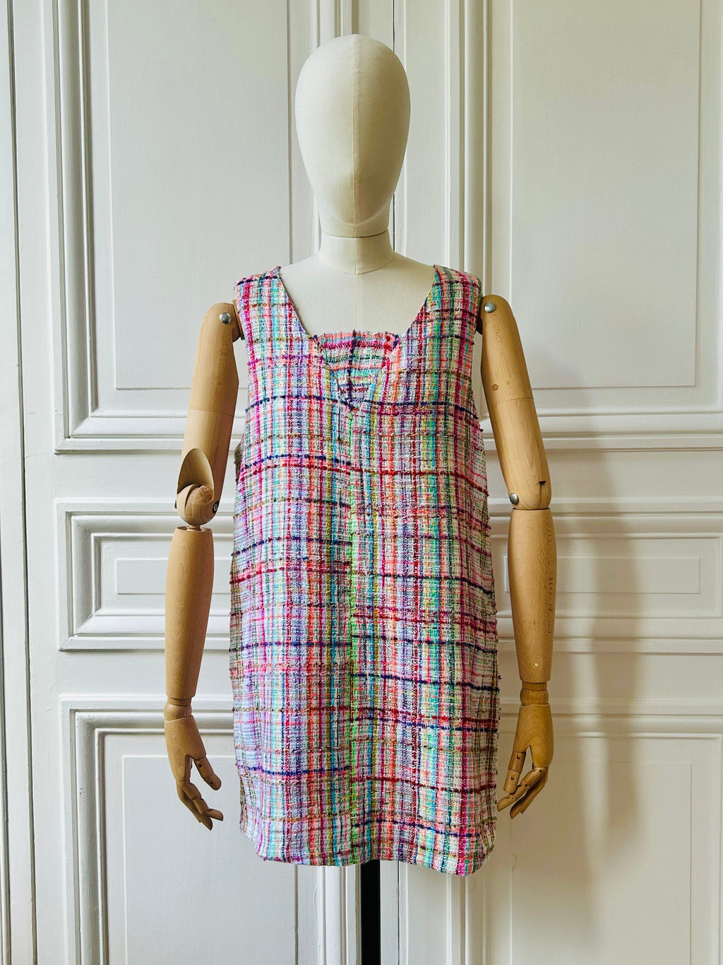 Robe en V en très weed multicolore tissé et fabriquée en France