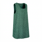 Robe en V en très tweed vert, blanc et noir tissé et fabriquée en France