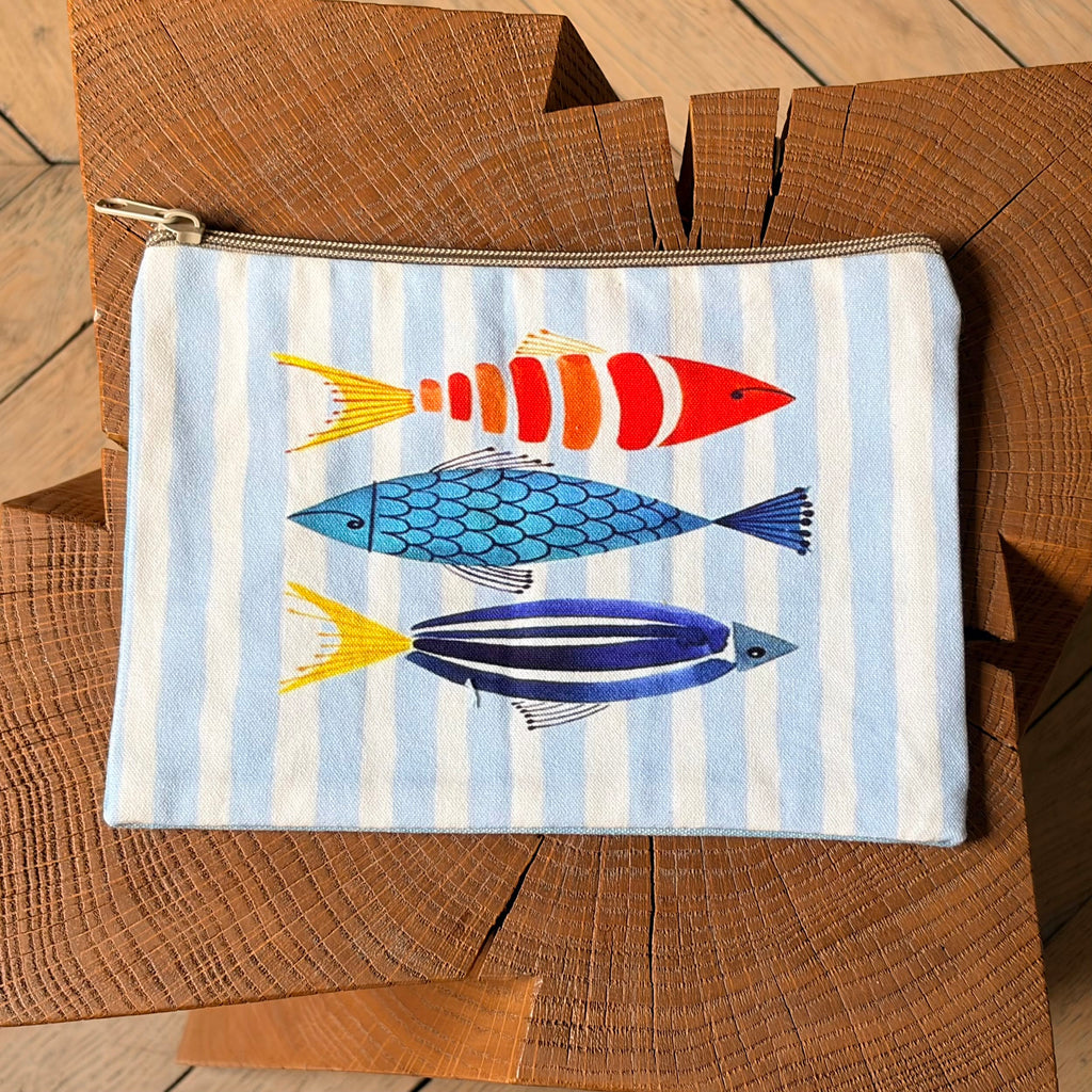 Grande pochette plate 3 poissons 22x15 cm
