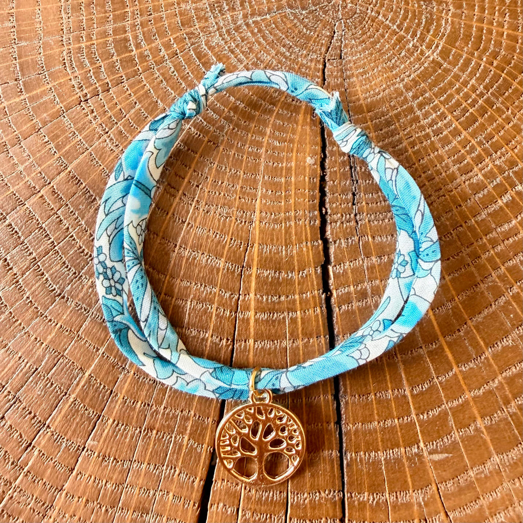 Bracelet Evesome x Le Petit Lien de Paris en Liberty de coton et acier inoxydable doré