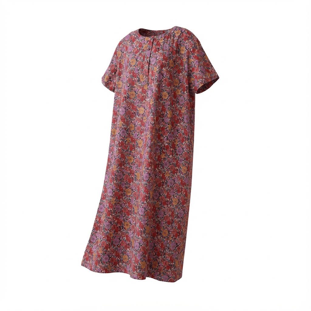 Robe longue à manches courtes fabriquée en France