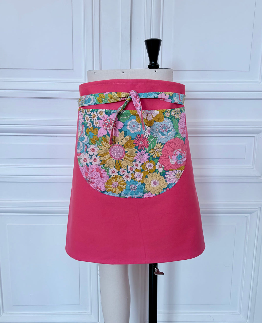Tablier court en coton et Liberty fabriqué en France