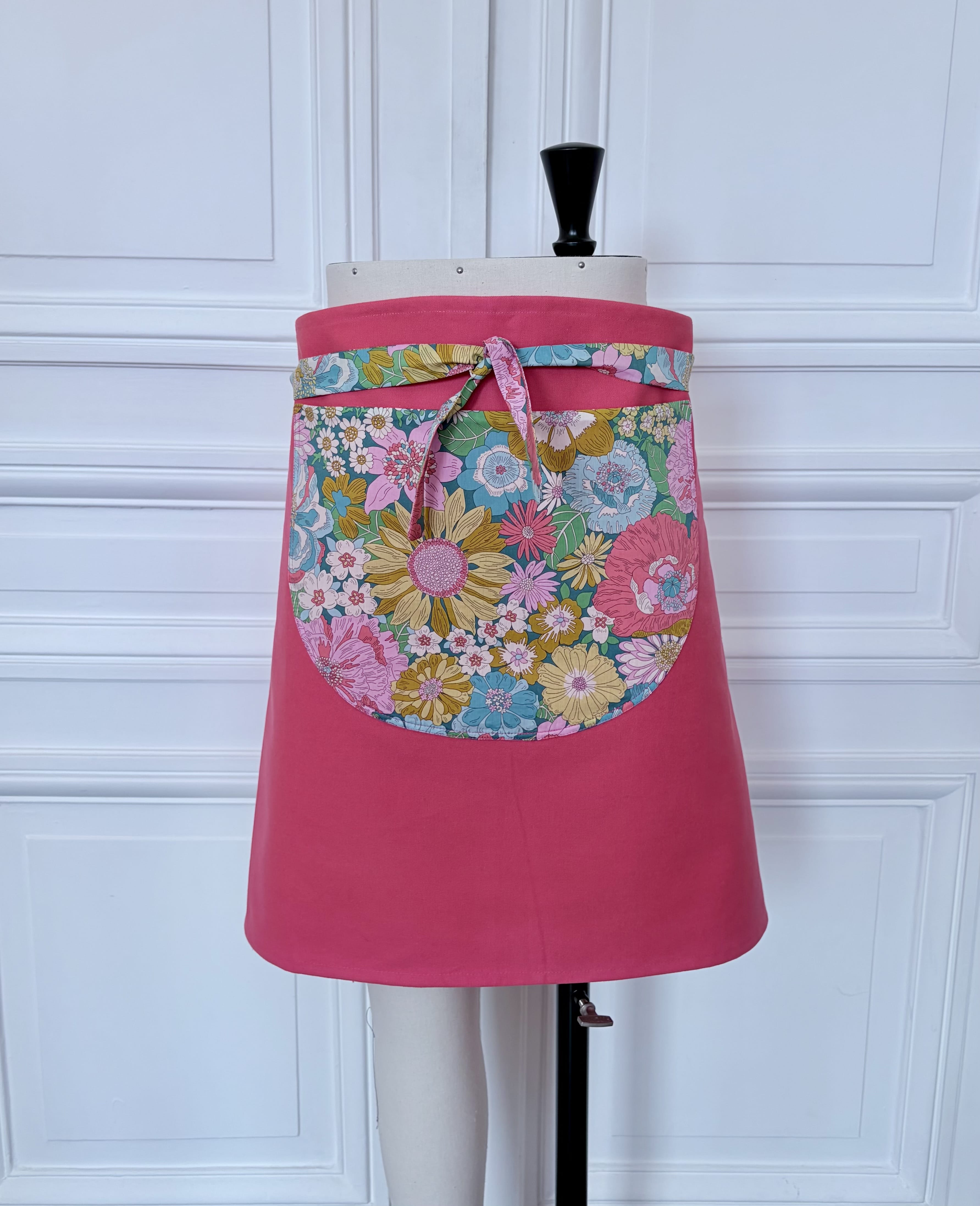 Tablier court en coton et Liberty fabriqué en France