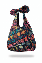 Sac Angèle en tweed bleu marine, orange, rose, turquoise et jaune tissé et fabriqué en France