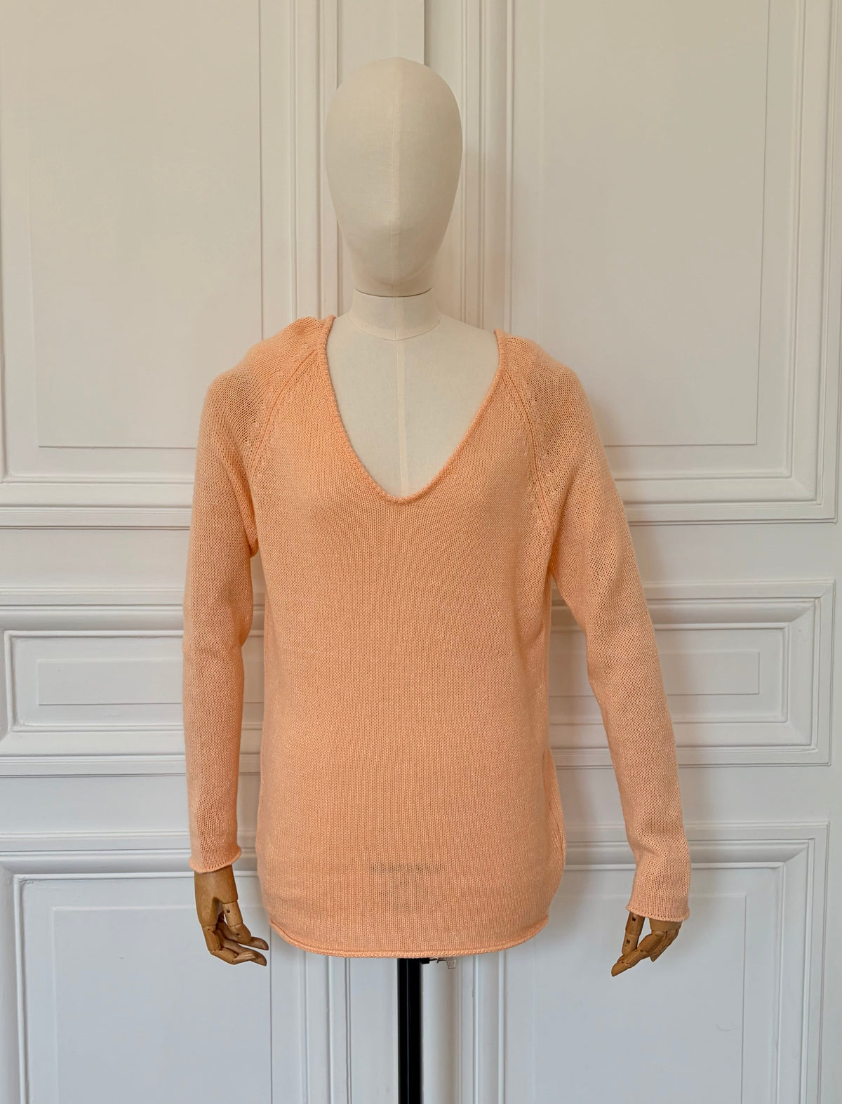 Pull col V 58% cachemire 42% lin