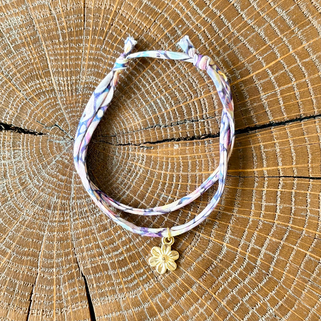 Bracelet Evesome x Le Petit Lien de Paris en Liberty de coton et acier inoxydable doré