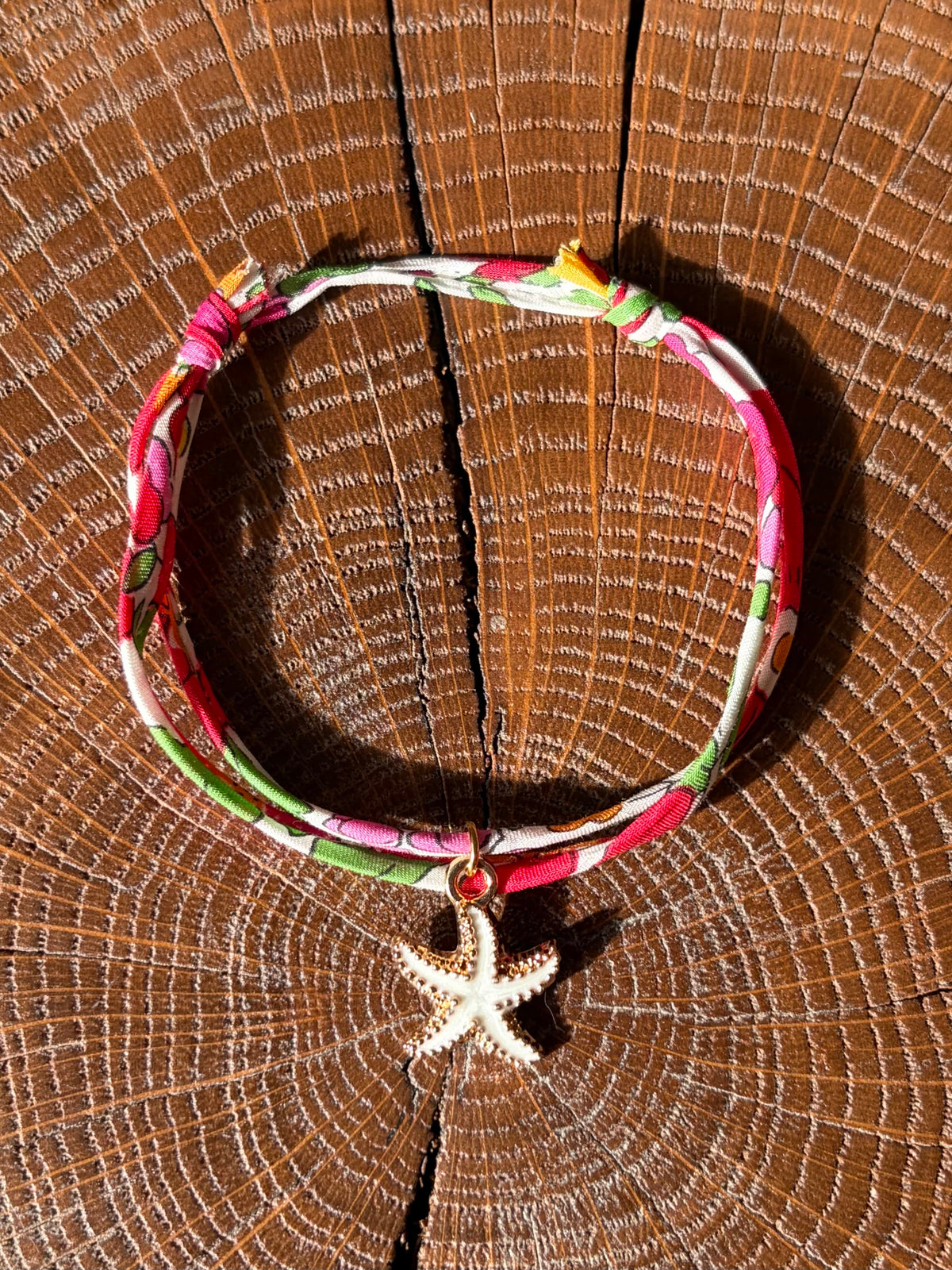 Bracelet Evesome x Le Petit Lien de Paris en Liberty de coton et acier inoxydable doré
