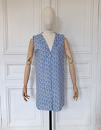 Robe sans manches boutonnée en V fabriquée en France