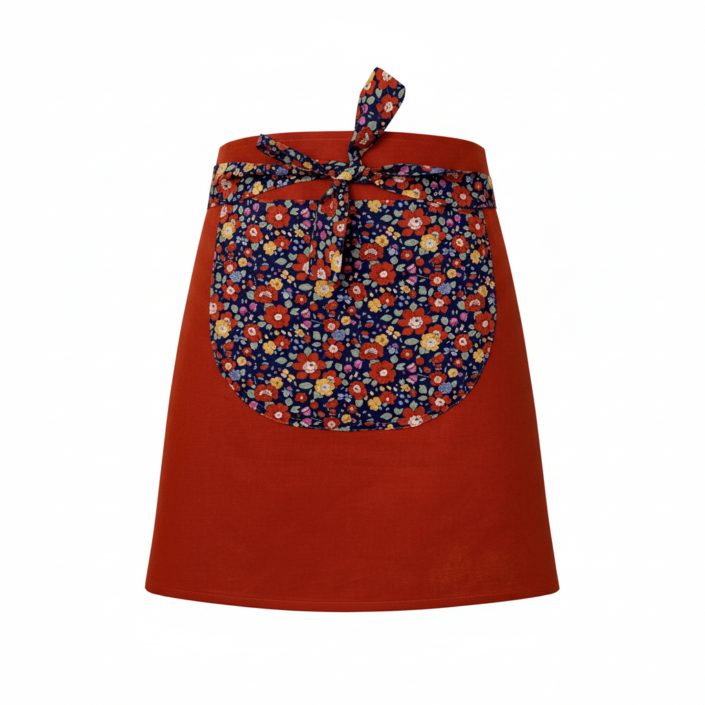 Tablier court en coton et Liberty fabriqué en France