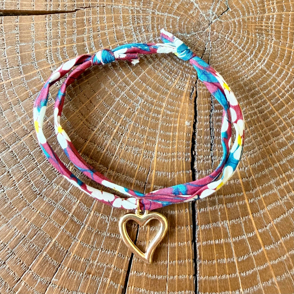 Bracelet Evesome x Le Petit Lien de Paris en Liberty de coton et acier inoxydable doré
